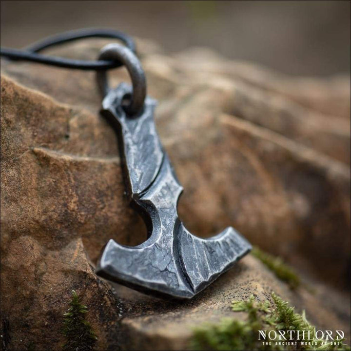 Viking Thor's Hammer Pendant - STERLING SILVER Golden Mjolnir